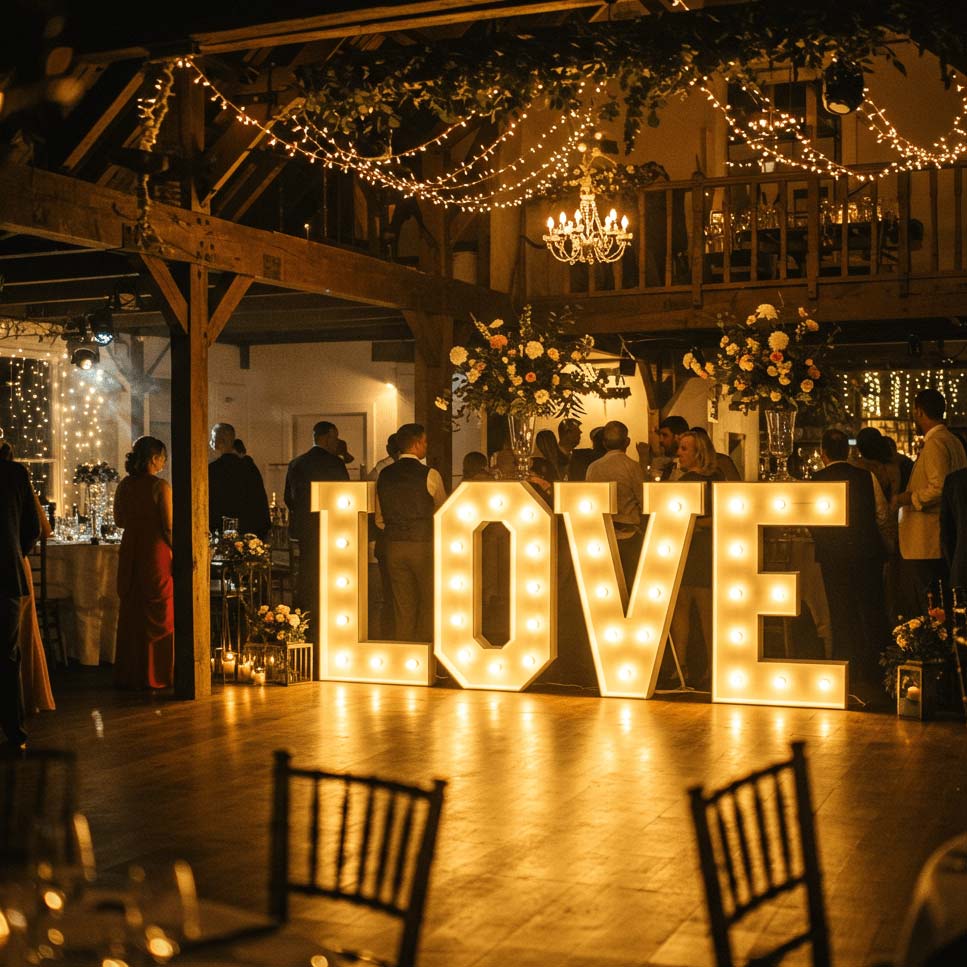Light-up letters are the perfect way to personalise your wedding décor